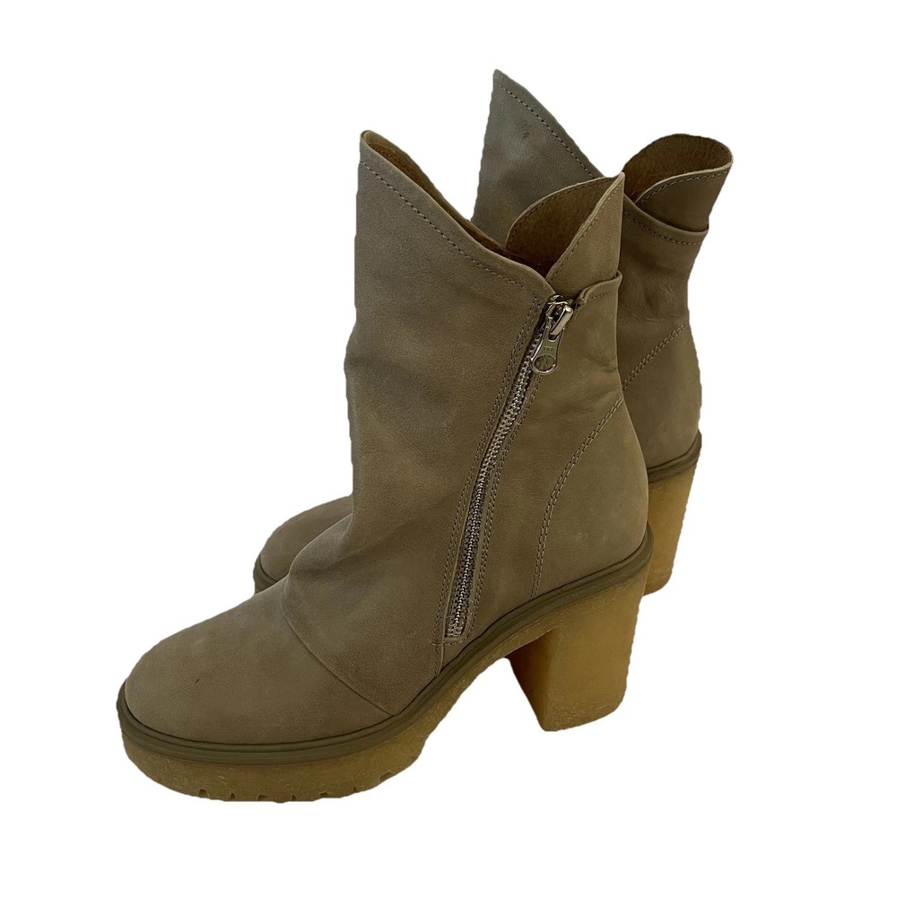 Free People Suede Ankle Booties Women 7.5 TEU 37.5 Brown Block Heel Boots NWT